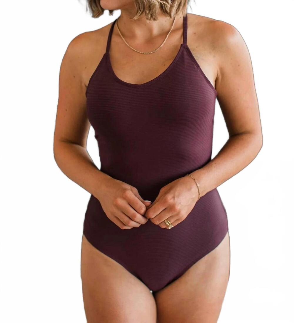 NEW MACK & MAL women's summer at the shore one piece swimsuit in plum